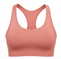 Brassière de sport dos nageur de couleur vieux rose. présentée seule sur un fond blanc